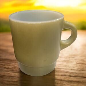 Vintage Anchor Hocking Fire King Avocado Green Stacking Coffee Mug USA